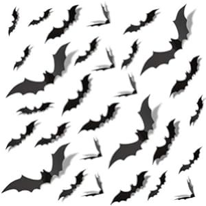 Ivenf 100 Pcs Halloween Decorations Indoor 3D Bats Wall Stickers 5 Size & 5 Design for Home Decor, E | Amazon (US)