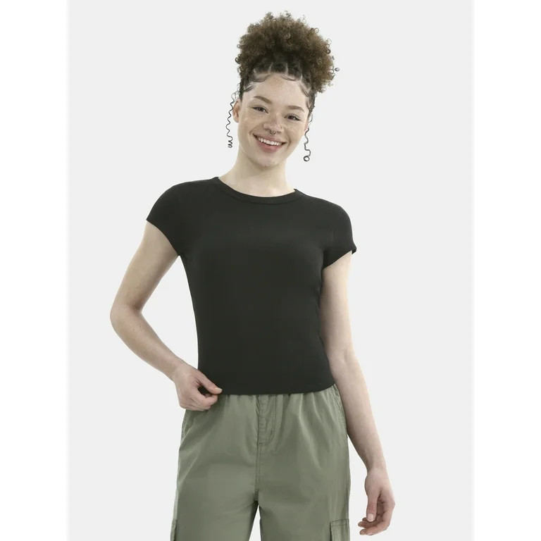 No Boundaries Waffle Tee, Women's | Walmart (US)