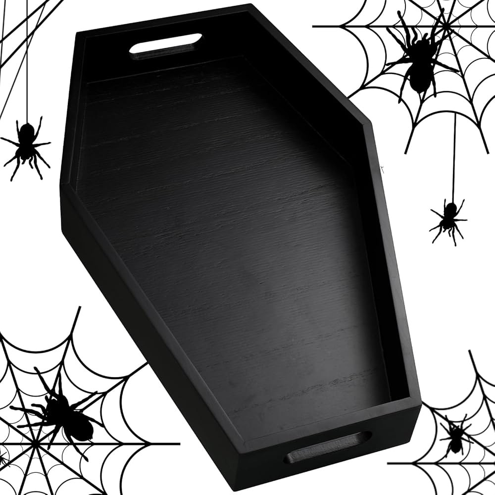 Chunful Halloween Black Wooden Coffin Tray, 16.5 Inch, Spooky Gothic Decor | Amazon (US)