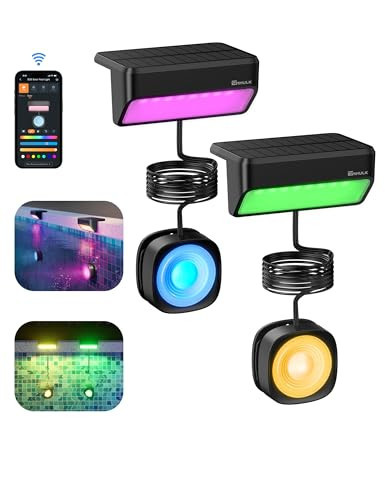 Enhulk Solar Pool Lights with RGBW APP Control,IP68 Waterproof Smart Solar Power Pool Lights for Above Ground Pool,Led Pool Lights for Inground Pool, Pond, Patio, Black 2 Pack | Amazon (US)