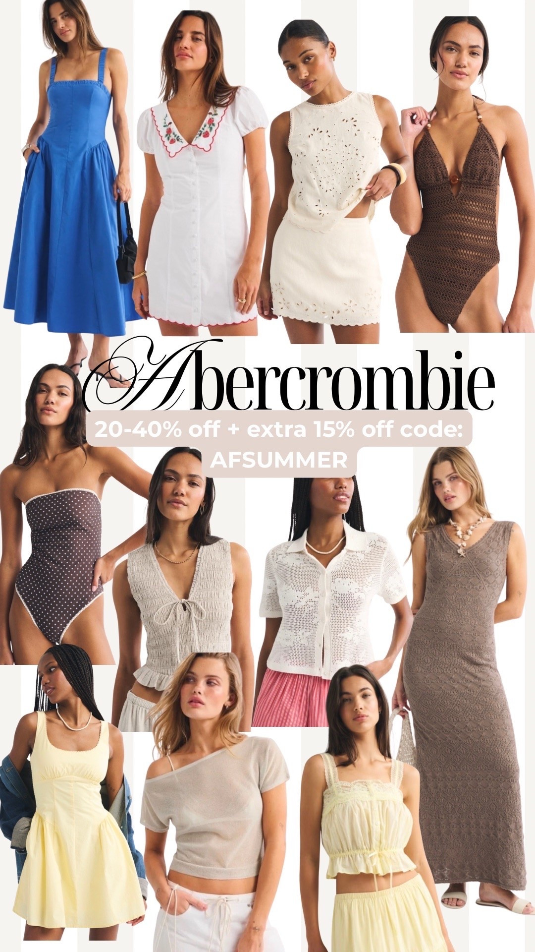 Abercrombie sale
20-40% off + extra 15% off code AFSUMMER
spring and summer fashion
Memorial Day sale

#LTKSaleAlert #LTKSwim #LTKootd
