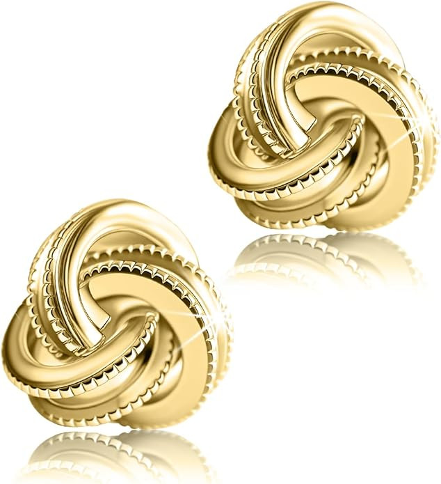 Gold Plated Sterling Silver Studs Love Knot Earrings For Women | Hypoallergenic & Nickle Free Jew... | Amazon (US)
