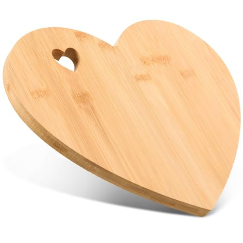 AWIZOM Heart Shaped Cutting Board Valentine's Day Charcuterie Board Bamboo Bread Cheese Serving Tray Platter Wood Chopping Board with Heart Shape Hole for Housewarming Wedding Present,12.01x9.45x0.59" | Amazon (US)