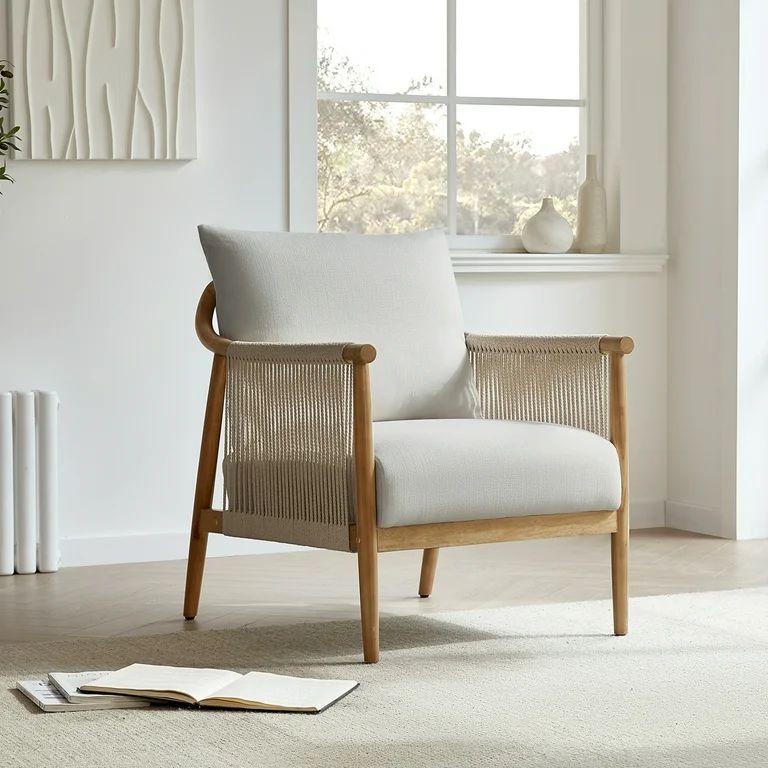 CHITA Modern Accent Chair, Braid Armchair Living Room Chair, Light Gray | Walmart (US)