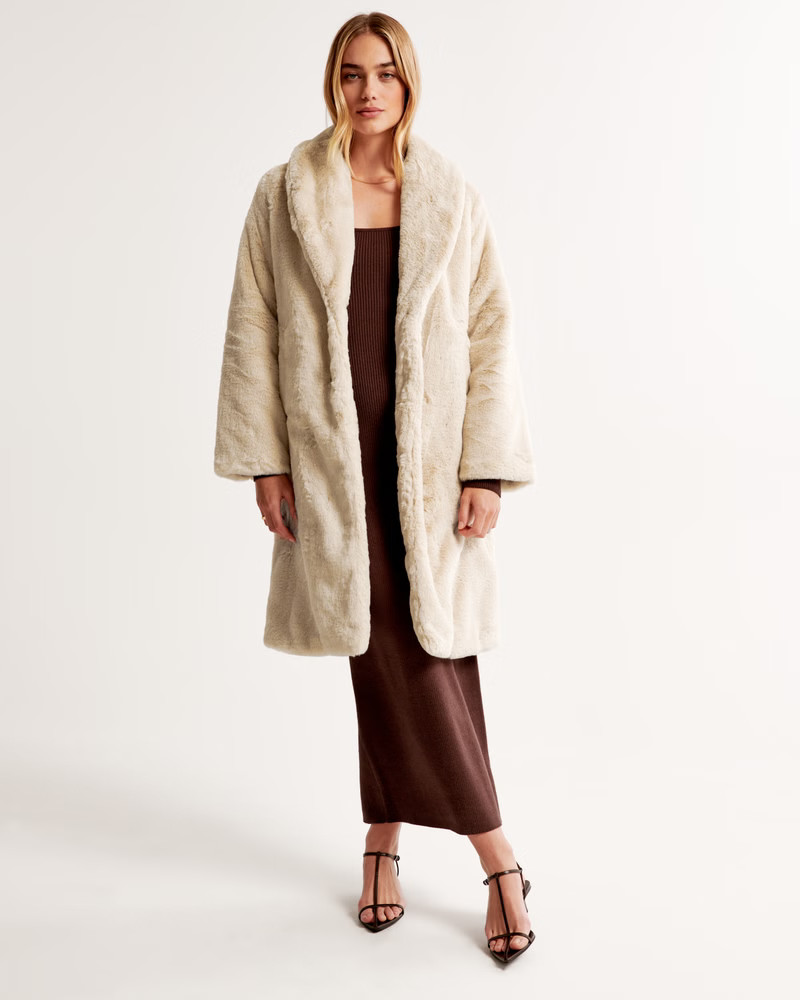 Faux Fur Long-Length Coat | Abercrombie & Fitch (US)