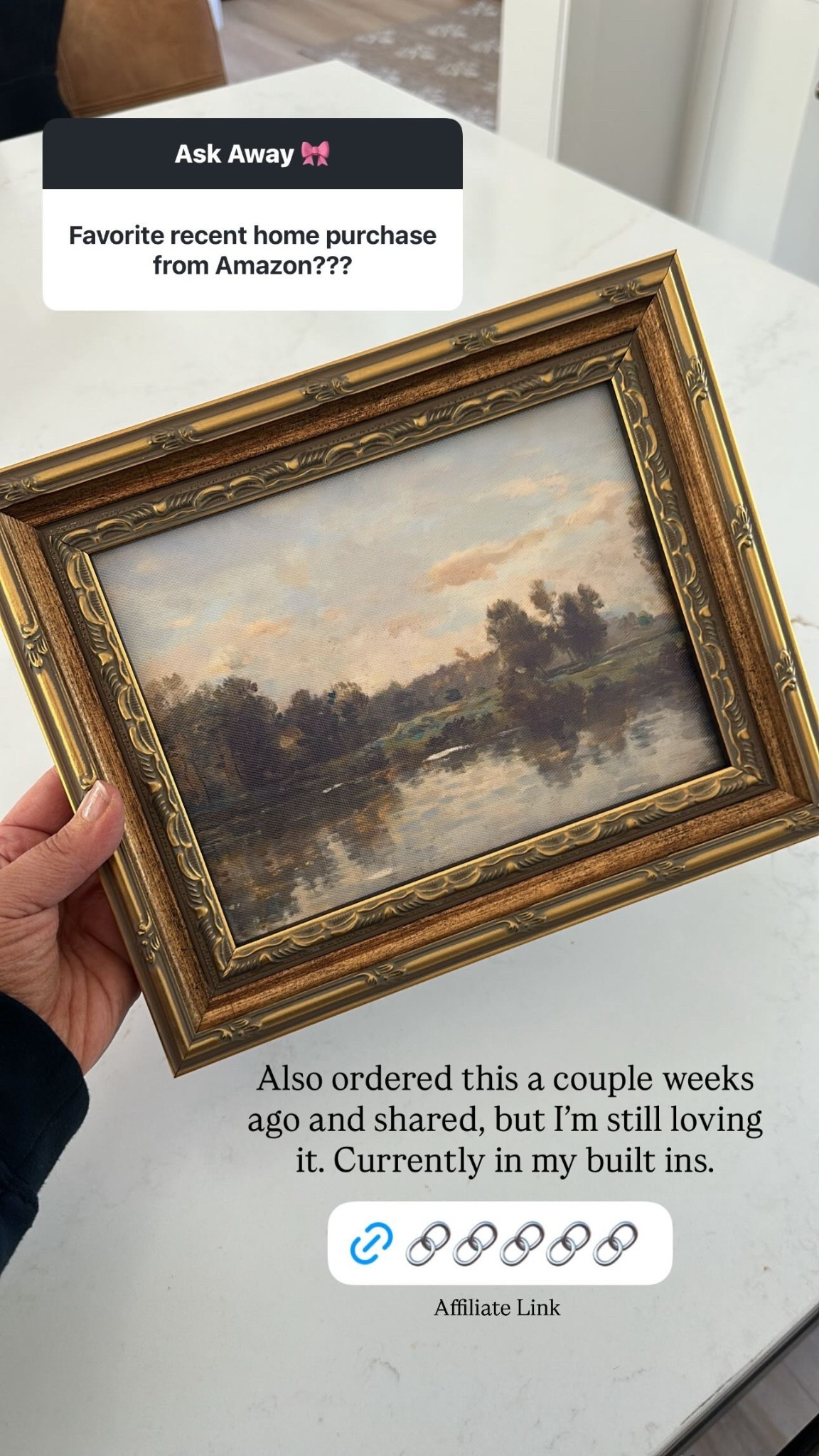 Also ordered this a couple weeks ago and shared, but I’m still loving it. Currently in my built ins. Affiliate Link