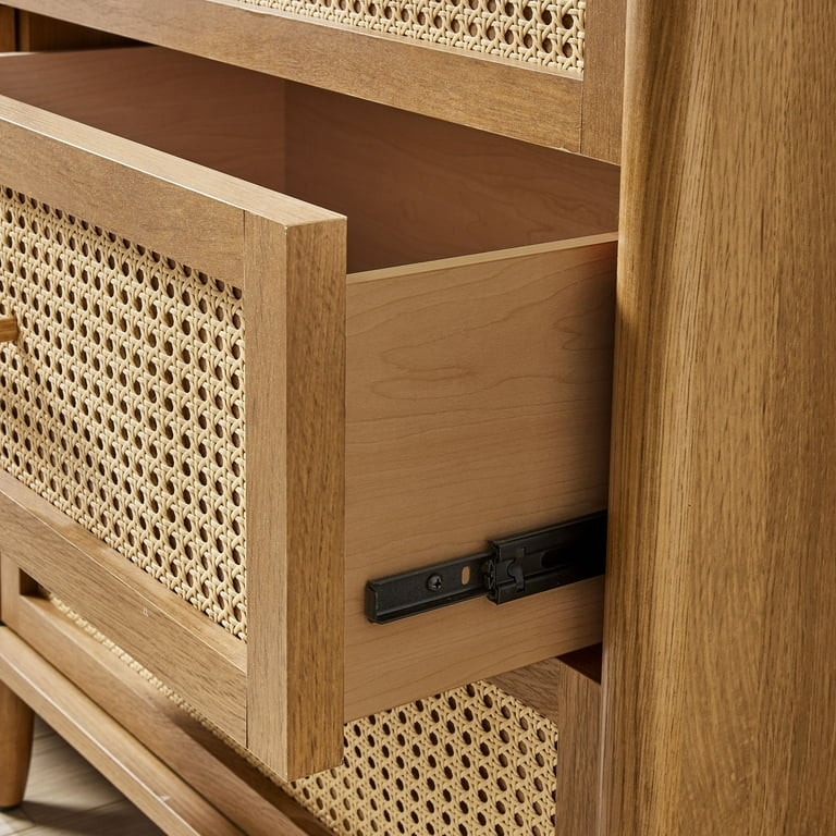 Better Homes & Gardens Springwood Caning 3-Drawer Nightstand with USB, Light Honey finish | Walmart (US)