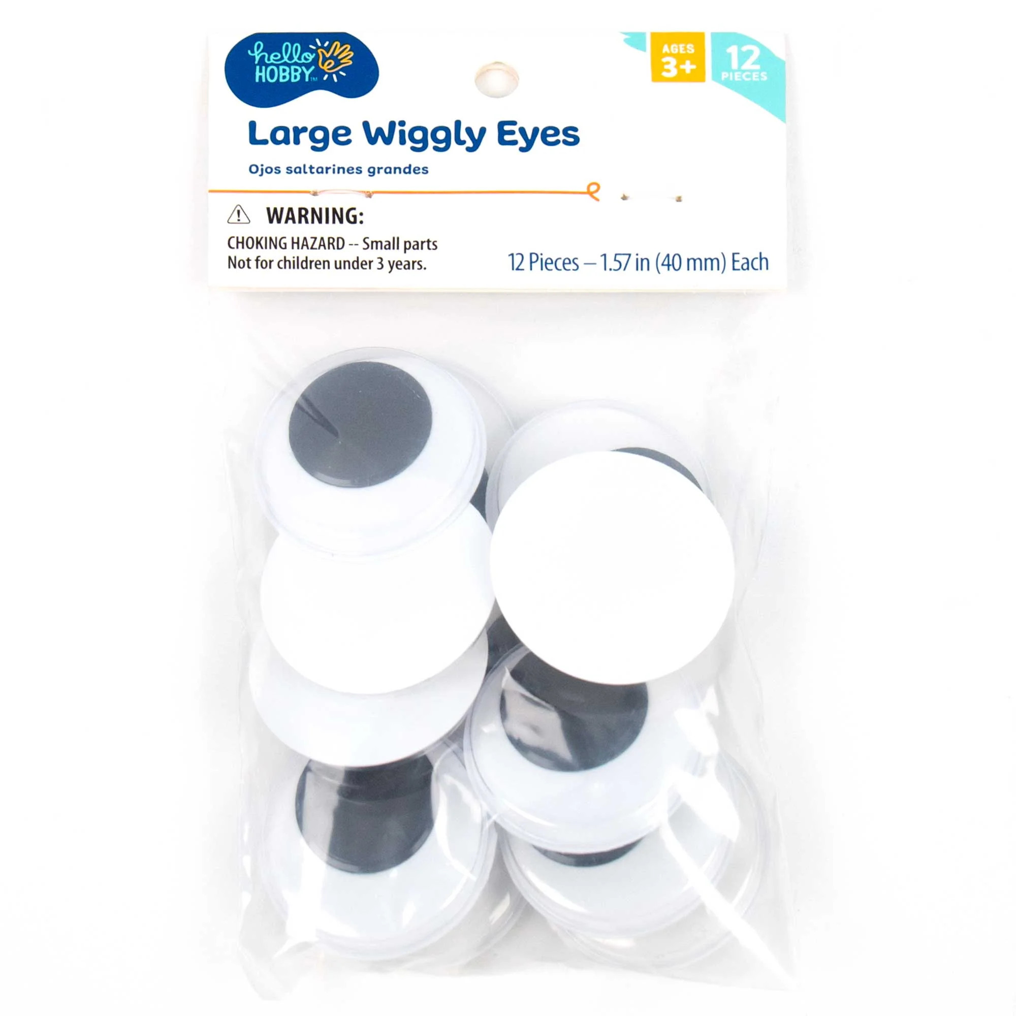 Hello Hobby Large Black and White Plastic Wiggly Eyes, 12-Pack | Walmart (US)