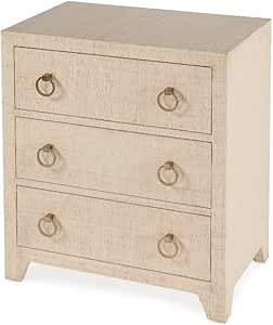 BOWERY HILL Traditional Wooden Natural Raffia 3 Drawer Chest - Natural | Amazon (US)