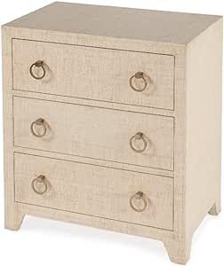 BOWERY HILL Traditional Wooden Natural Raffia 3 Drawer Chest - Natural | Amazon (US)