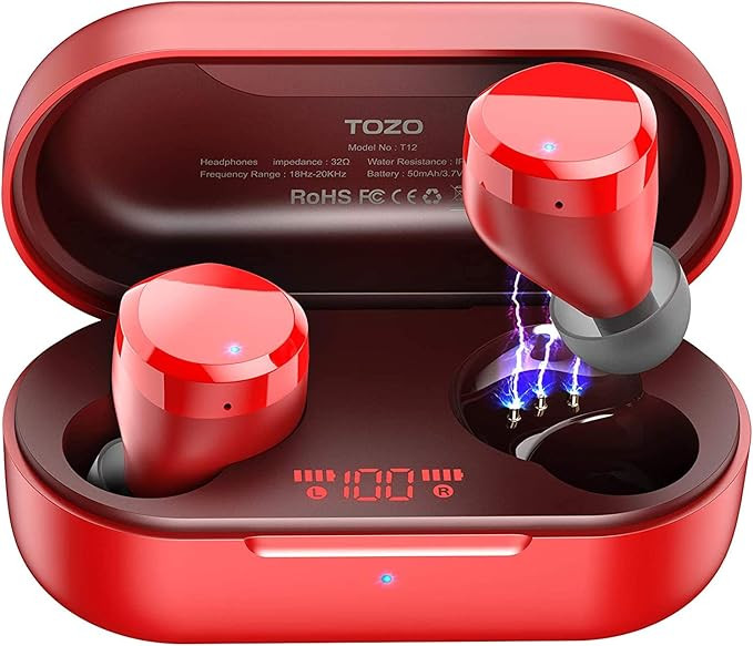 TOZO T12 Wireless Earbuds Bluetooth Headphones Premium Fidelity Sound Quality Wireless Charging C... | Amazon (US)