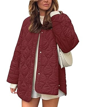 Flygo Women's Oversized Quilted Lightweight Jacket Button Down Puffer Padded Outerwear with Pocke... | Amazon (US)