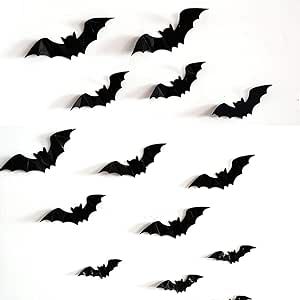 16 Pcs DIY Bat Stickers, 3D Decorative Scary Bats Wall Stickers for Halloween Eve Decor Home Wind... | Amazon (US)