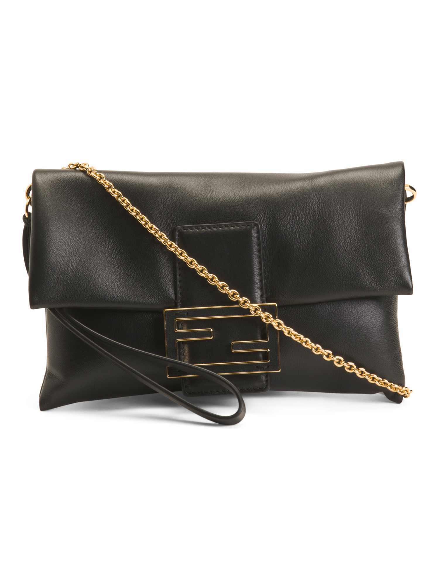Made In Italy Leather Mamma Baguette Pouch With Removable Chain Strap | TJ Maxx