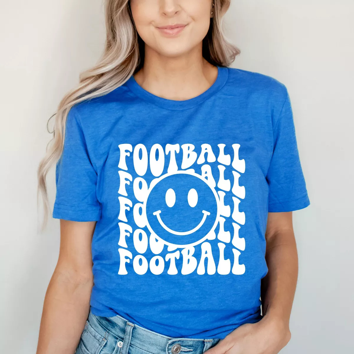 Simply Sage Market Football Smiley Face Short Sleeve Tee - 2XL - Royal | Target