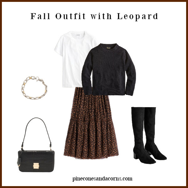 Fall outfit with leopard skirt.  

 #LTKSeasonal #LTKOver40 #LTKWorkwear