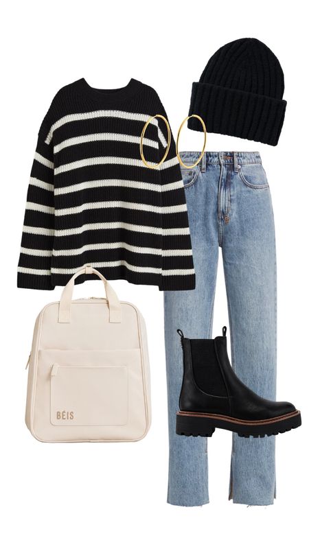 Striped sweater outfit idea. Oversized sweater and jeans. Casual weekend outfit  

#LTKunder50 #LTKsalealert #LTKstyletip