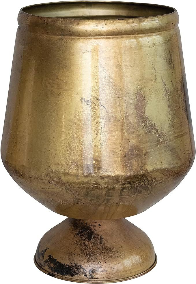 Creative Co-Op 15.75 Inches Round Metal Footed, Holds 10 Inches Pot, Antique Brass Finish Planter | Amazon (US)