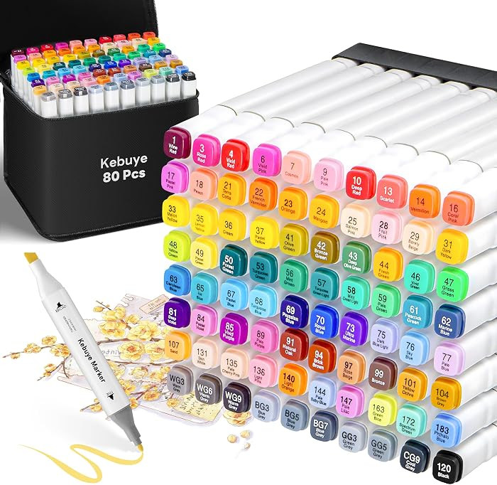 Alcohol Markers Set 80 Colors, Art Markers for Adult Coloring Dual Tip Permanent for Drawing Sket... | Amazon (US)