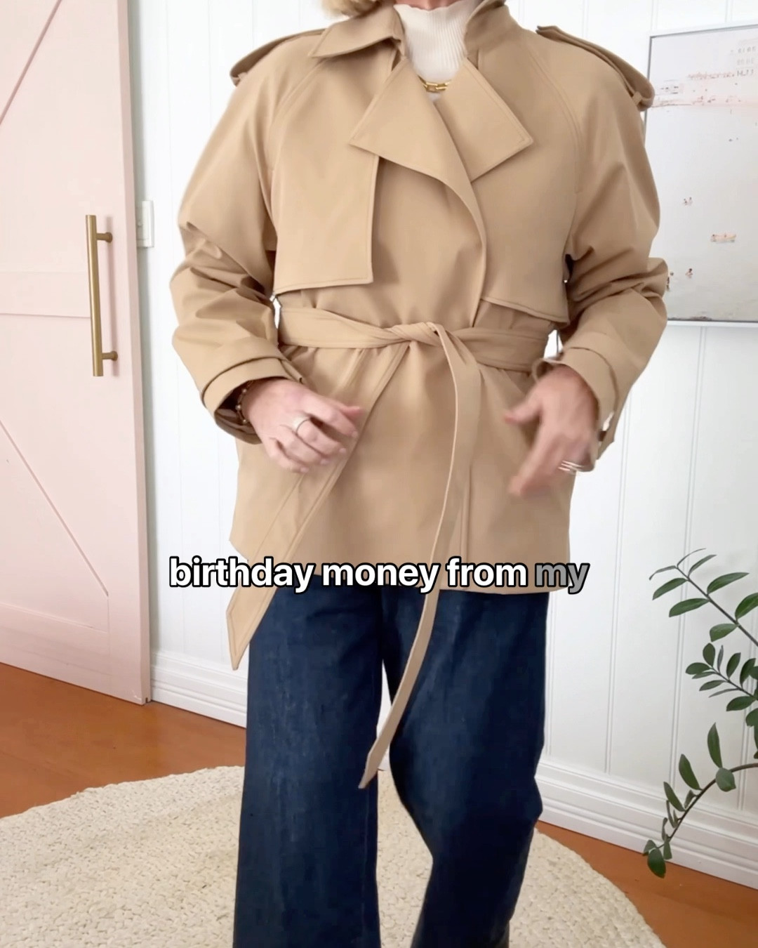 In winter I’m more likely to splurge on a piece that I know I’ll wear for a lot for winters to come. This cropped Camilla and Marc trench had been in my cart for a while and then my parents spoiled me with some birthday money so I put it towards it. They live overseas so gift money. Spoiled! There is a lot of fabric in this around the upper body/bust so I ended up sizing down to S/M for less overwhelm but still enough room to layer a knit and a long-sleeve bodysuit underneath. Yes! It was freezing on this night and we were sitting outside.

#LTKaustralia #LTKmidsize #LTKover50style