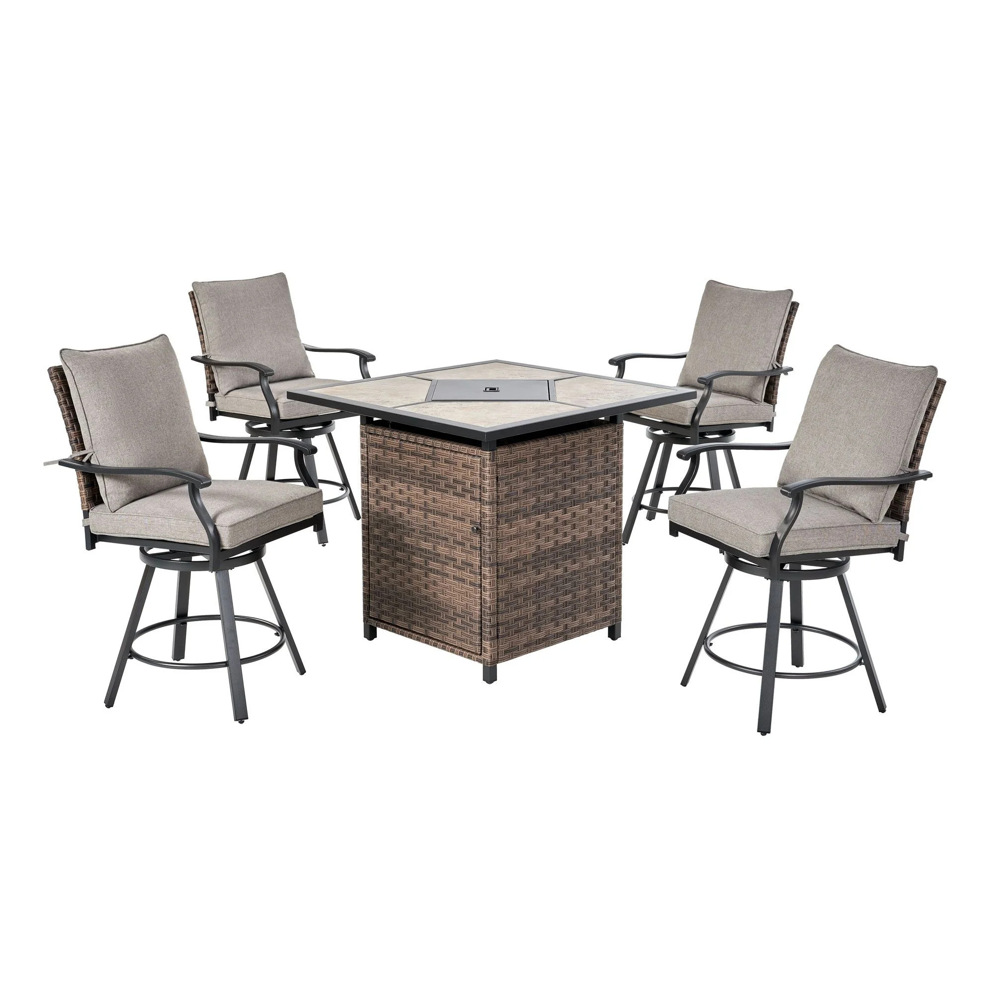 Better Homes & Gardens Elmdale 5 Piece Counter Height Outdoor Dining Set with Firepit table | Walmart (US)