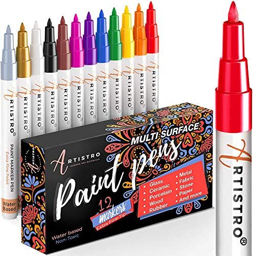 Paint Pens for Rock Painting, Stone, Ceramic, Glass, Wood, Canvas. Set of 12 Acrylic Paint Marker... | Amazon (US)