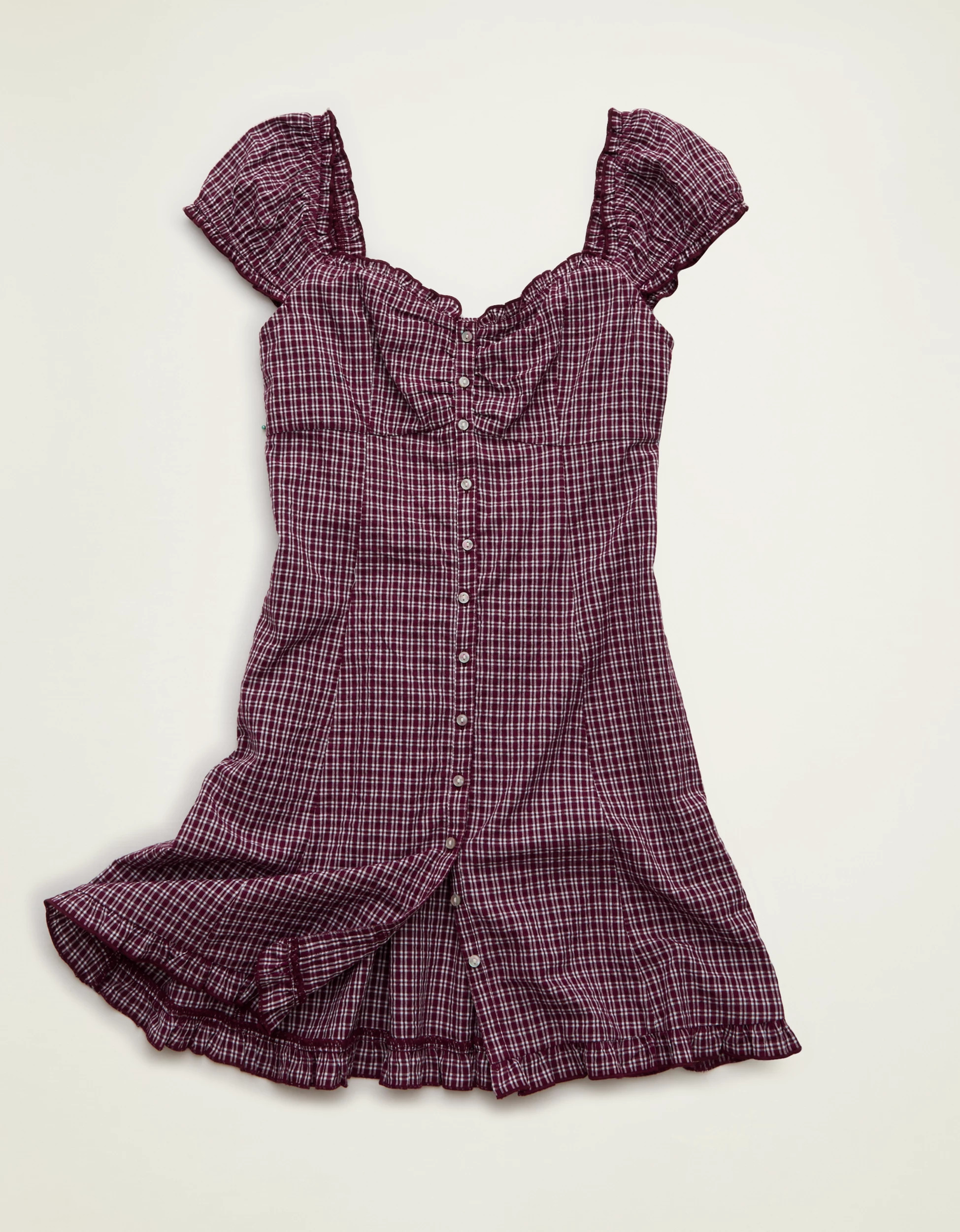 AE Button-Up Plaid Mini Dress | American Eagle Outfitters (US & CA)