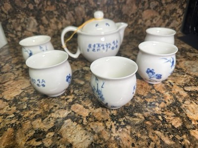 Chinese Porcelain Blue And White  Tea Pot Set, 6 Pieces | eBay US