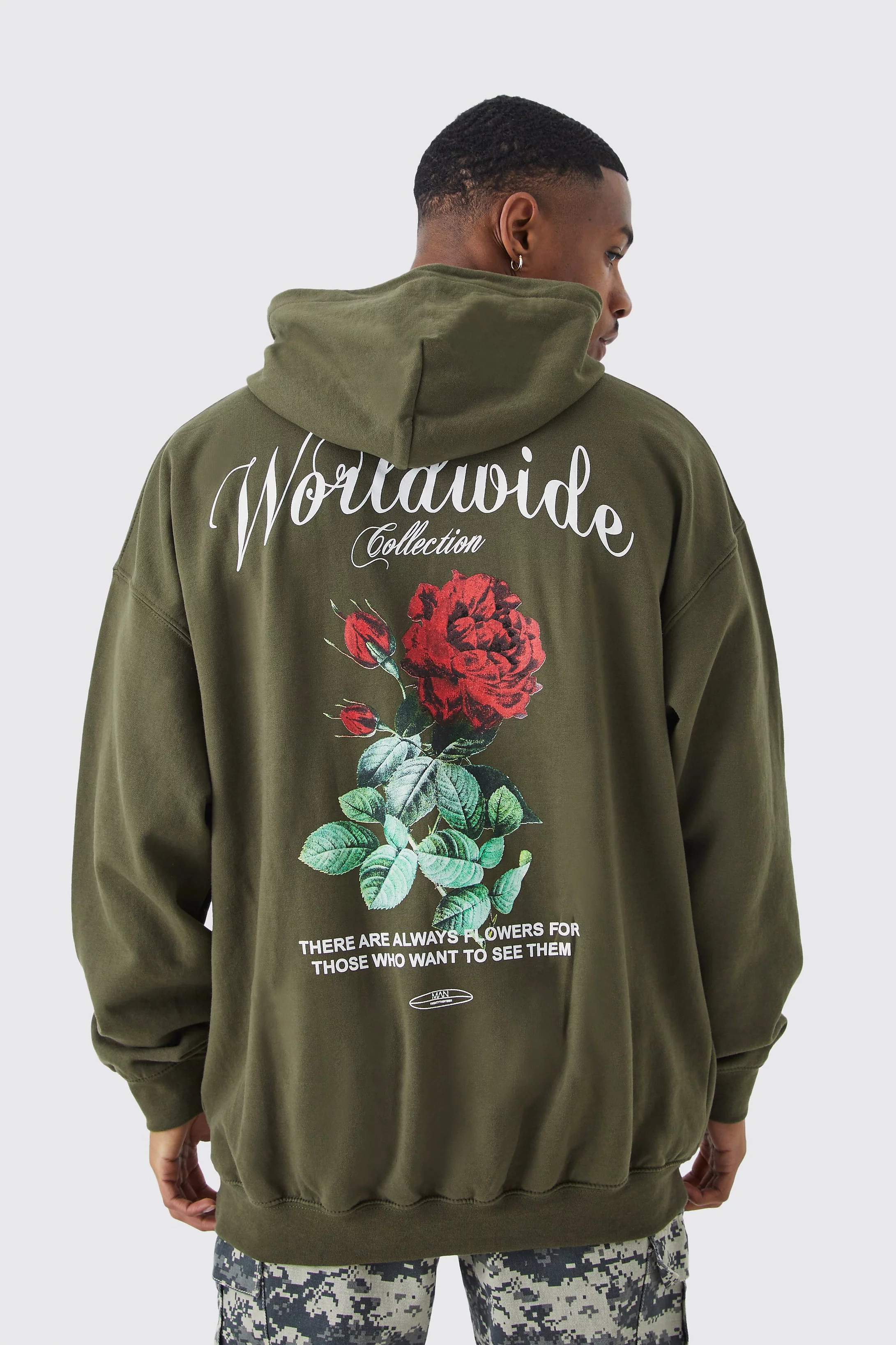 Oversized Overdye Worldwide Floral Graphic Hoodie | boohooMAN (US & Canada)