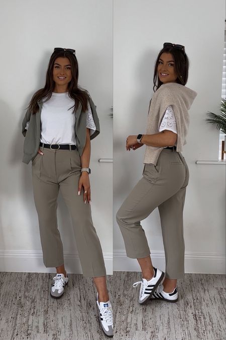 Loving the cut out sleeve detail on this tee!! I wear a size M in the tee (it’s already wide oversized!) Size 10 in the trousers (tts) Size S in the khaki cardi (tts) & Size M in the beige jumper (I’d size up) x  

#LTKstyletip #LTKeurope #LTKSeasonal