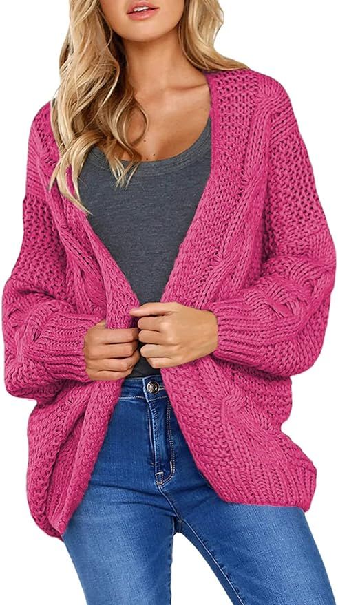 Astylish Womens Open Front Long Sleeve Chunky Knit Cardigan Sweaters Loose Outwear Coat | Amazon (US)