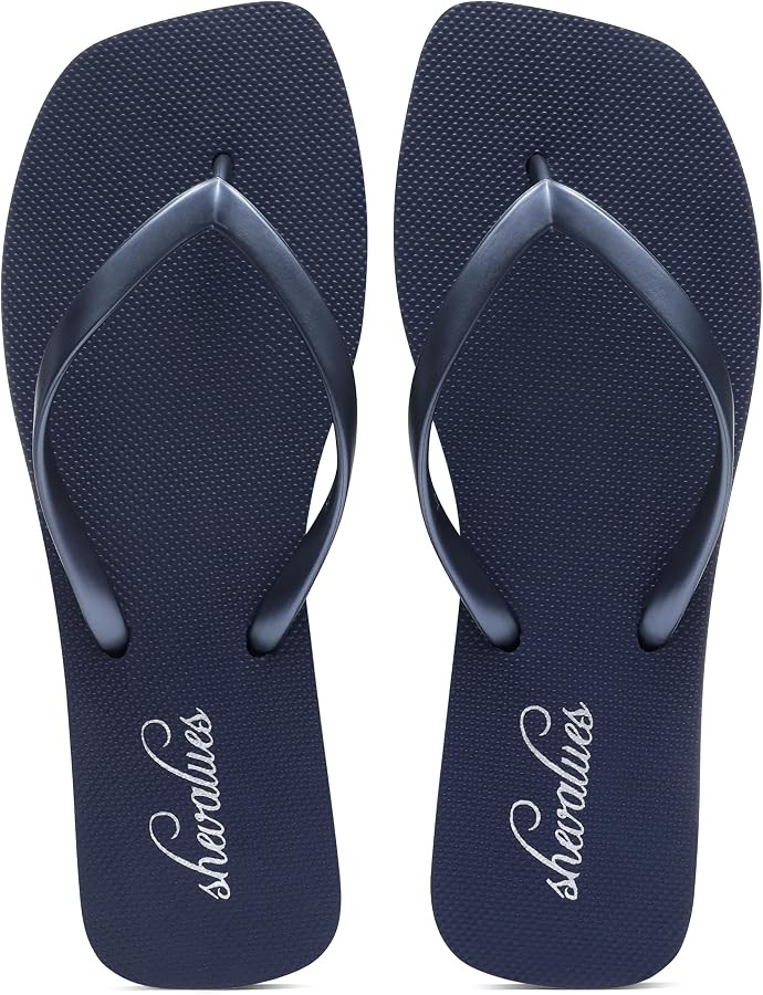 shevalues Women's Slim Square Toe Flip Flops Comfortable Summer Rubber Thong Sandals for Beach, S... | Amazon (US)