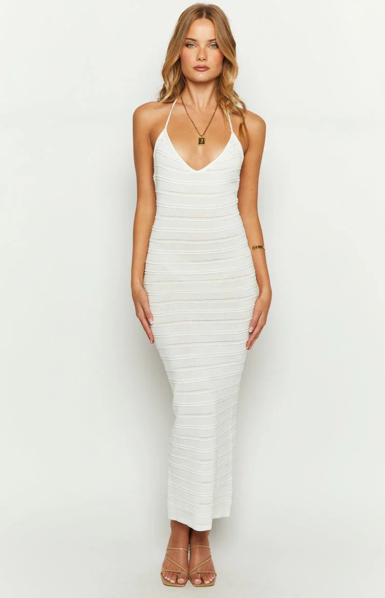 Casie White Knit Maxi Dress | Beginning Boutique (US)