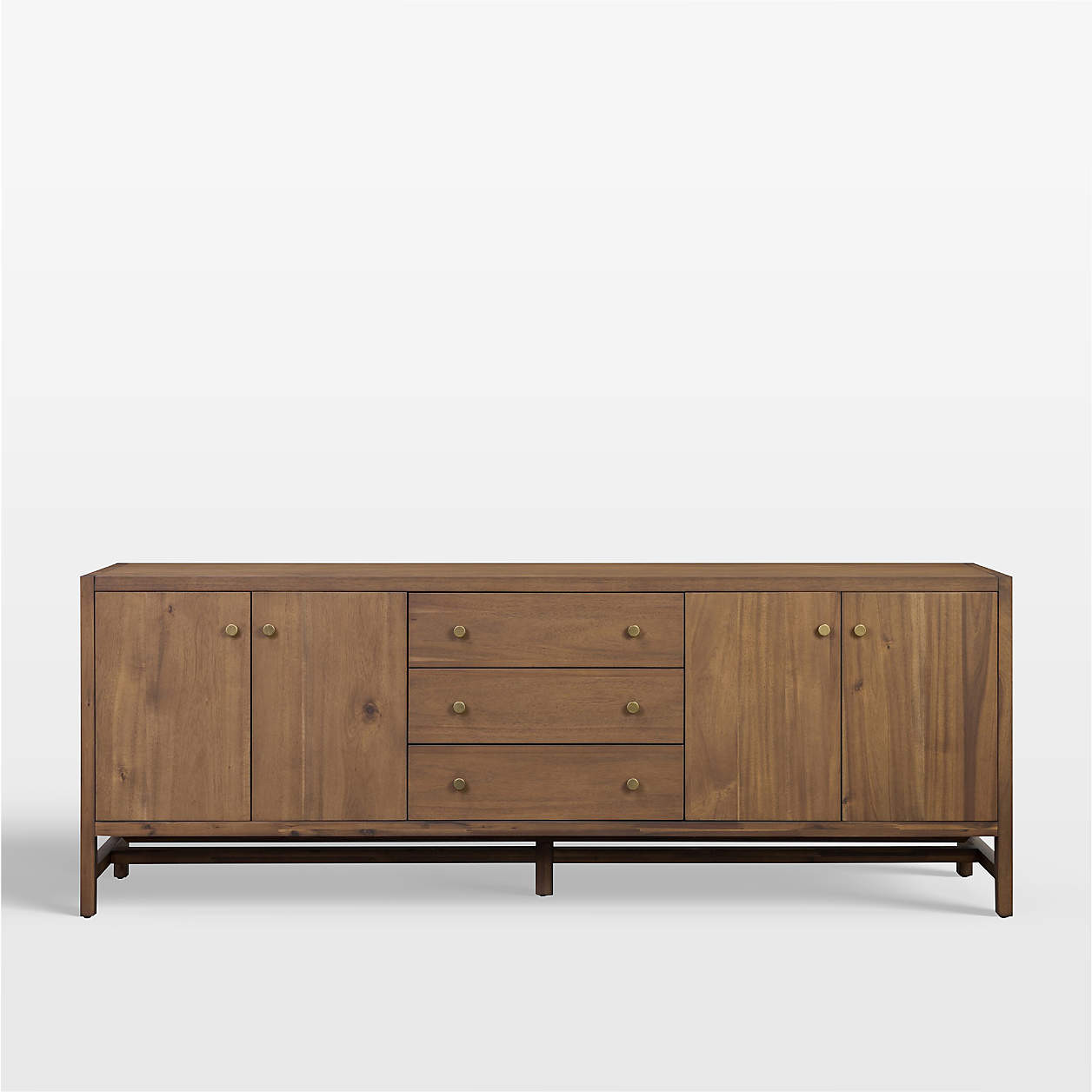 Winston 78" Saddle Tan Wood Media Console | Crate & Barrel | Crate & Barrel