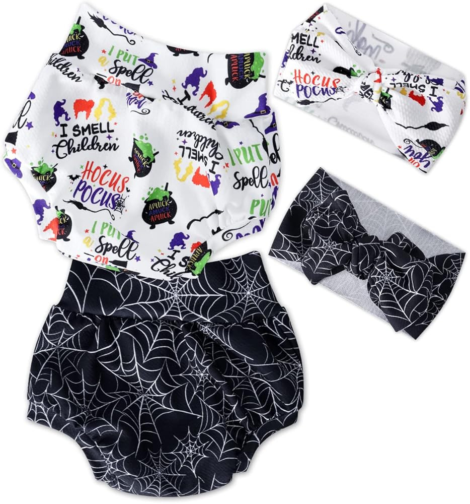 Eunikroko Baby Shorts Set Halloween Bummies Birthday Outfit Girls High Waisted Bloomers | Amazon (US)