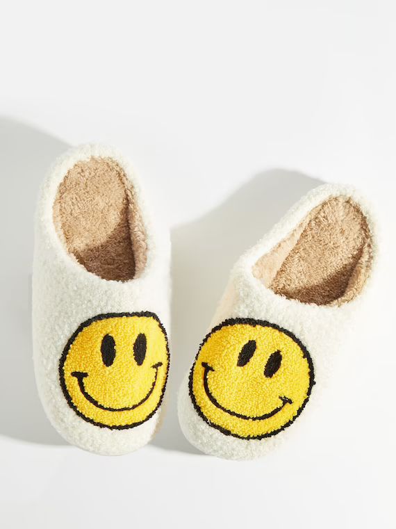 Smiley Face Slippers/ Happy Face Slippers/ Smiley - Etsy | Etsy (US)