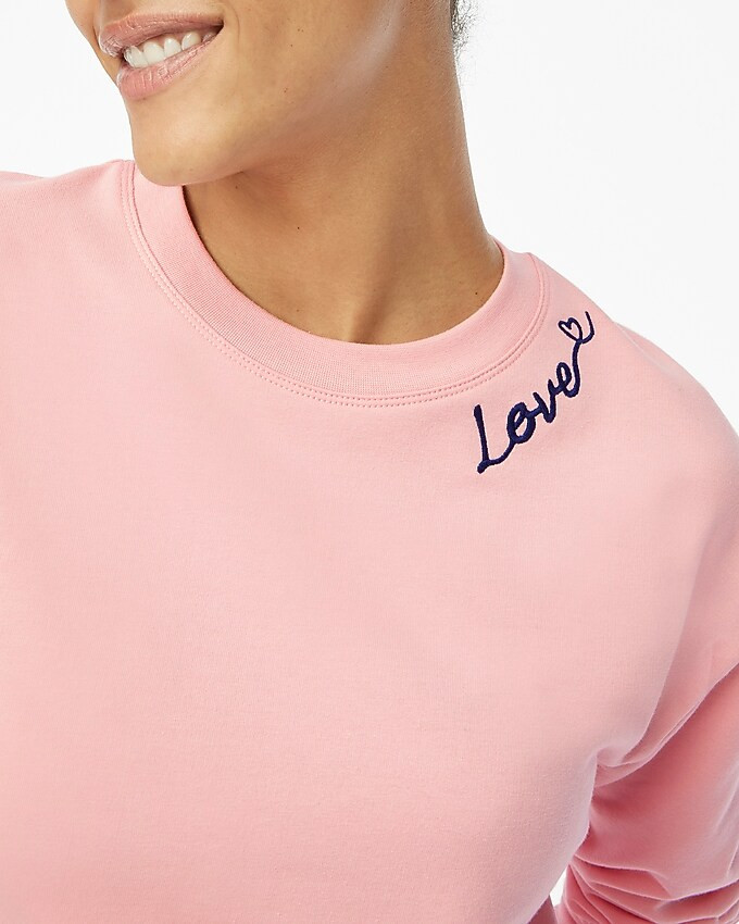 Embroidered "love" crewneck sweatshirt | J.Crew Factory