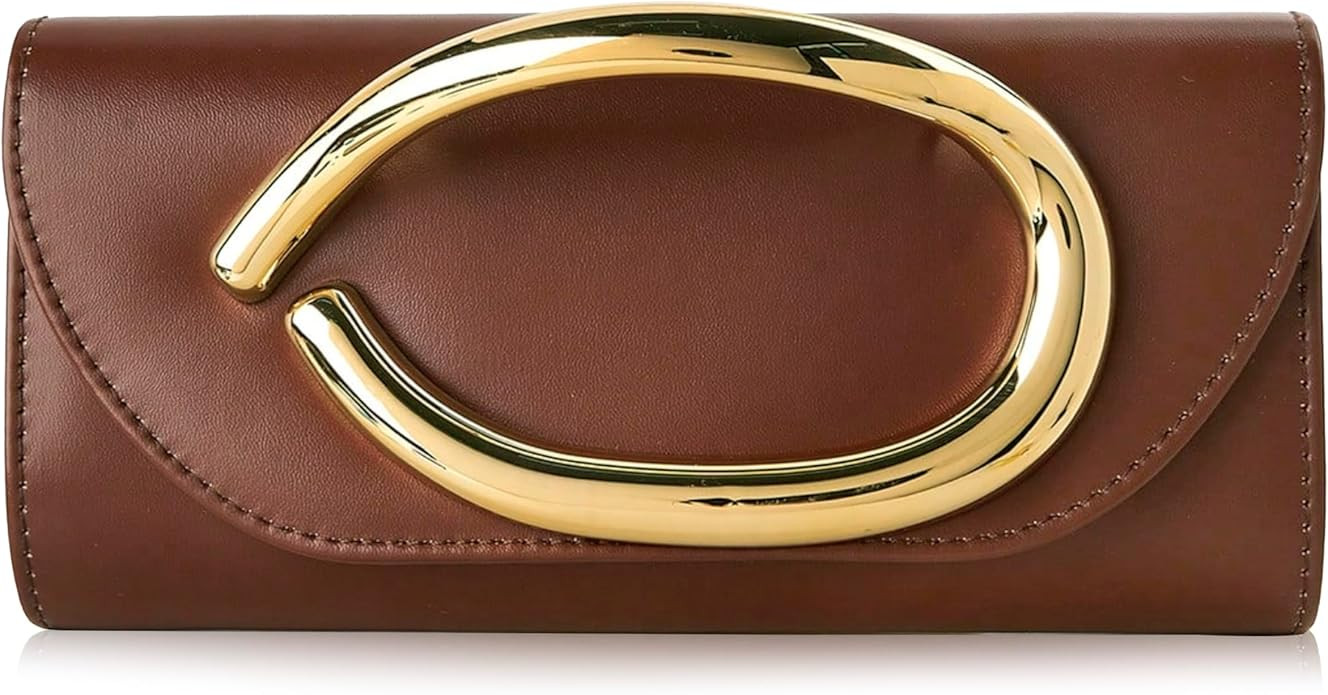 Clutch Purses for Women - Evening Bag with Chain Elegant Dressy Formal Handbag Metal Handle Purse | Amazon (US)
