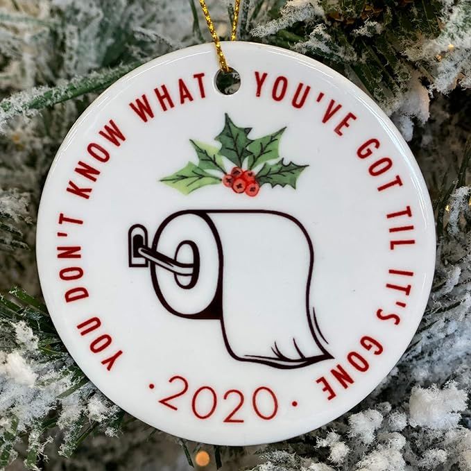 2020 Quarantine Christmas Ornament in Ceramic, Toilet Paper Shortage Pandemic Keepsake, Holiday T... | Amazon (US)