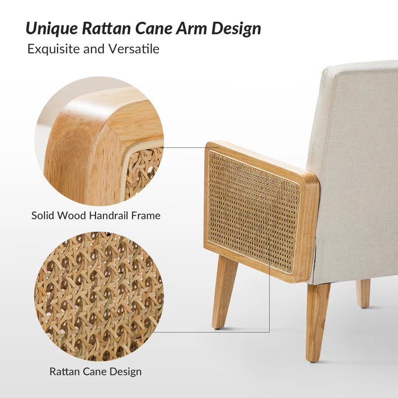 Mayenne Upholstered Accent Chair with Rattan Arms | Wayfair North America