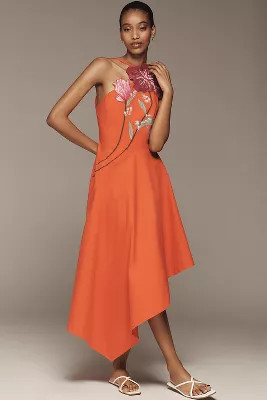 Yukiko Noritake x Anthropologie Asymmetrical Floral Midi Dress | Anthropologie (US)