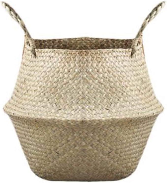 CoscosX Woven Seagrass Belly Baskets with Handles for Planter Storage Flower Pot Cover Organizer&... | Amazon (US)