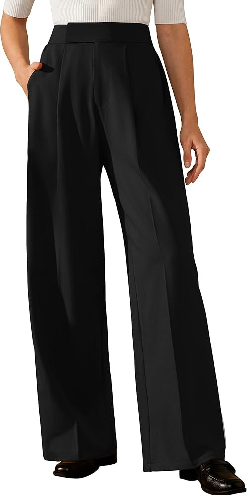 Arach&Cloz Women's Wrinkle-Free Pleated High Waisted Business Casual Wide Leg Dress Pants 2026 | Amazon (US)
