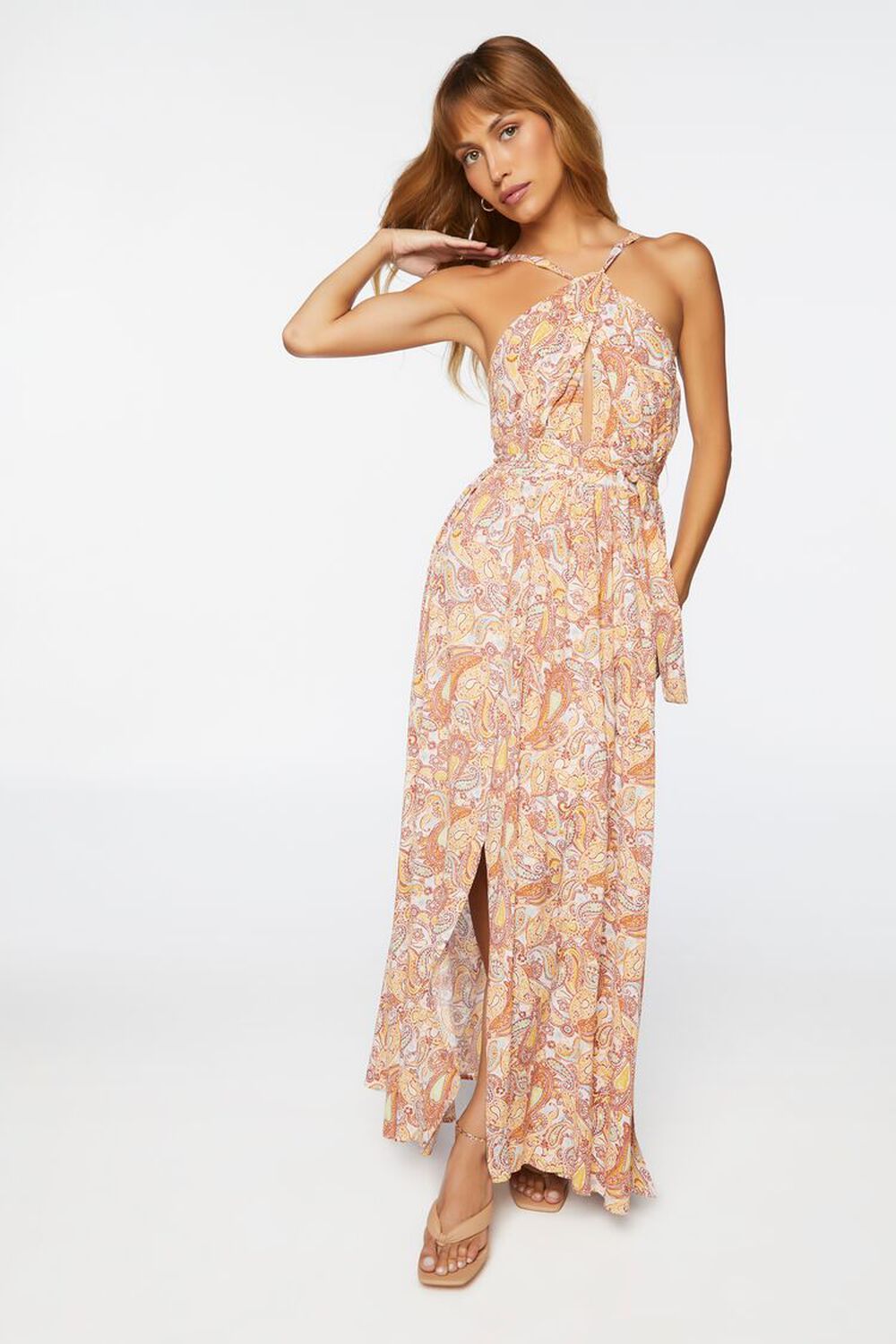 Paisley Belted Halter Maxi Dress | Forever 21 (US)