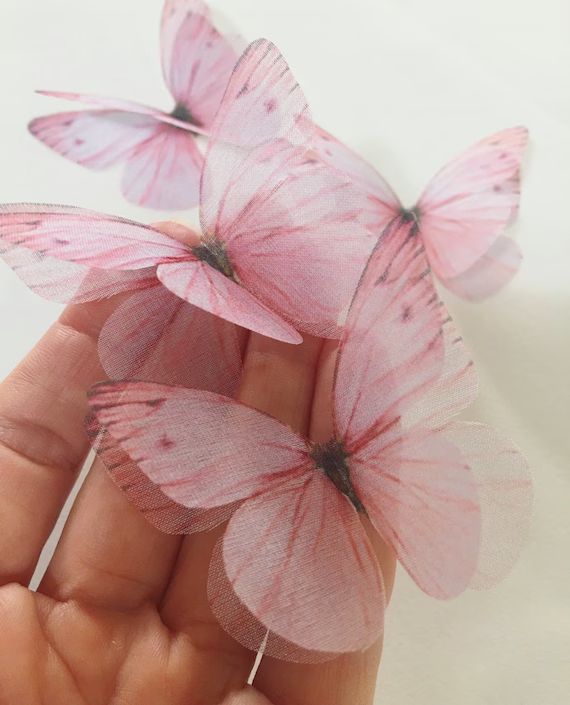 NEW PINK Wings  Light Pink Silk Butterflies  3D Fabric | Etsy | Etsy (US)