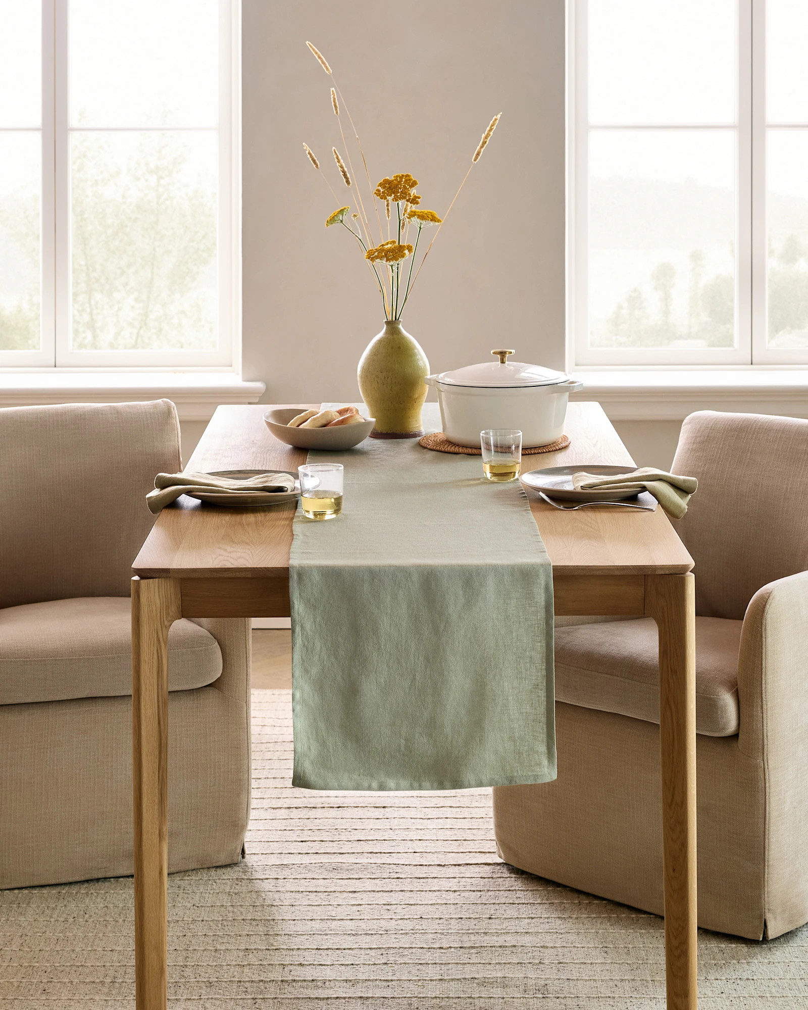 Linen Table Runner in Willowleaf | Quince