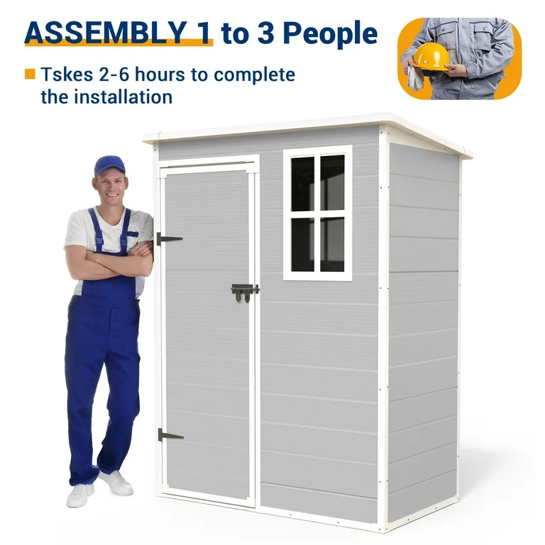 MRUAKA Outdoor Storage Shed 5x3 FT, Resin Garden Shed for Bike, Tool, Plastic Outside Sheds & Out... | Walmart (US)