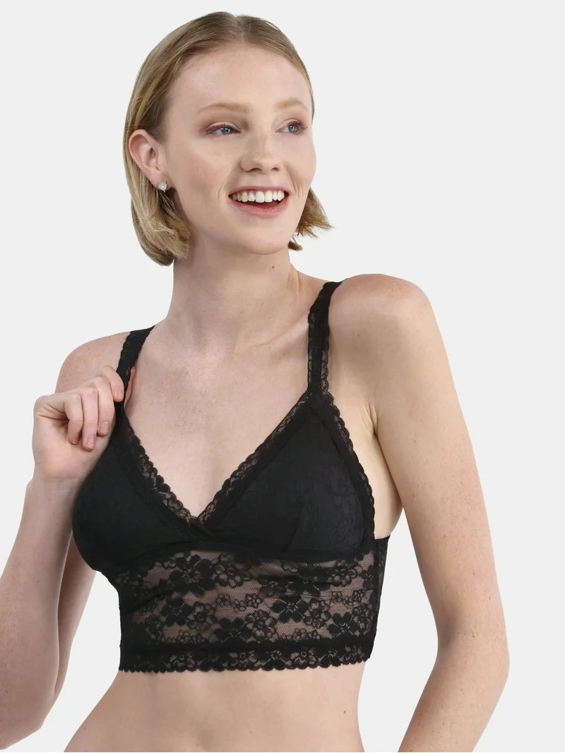 No Boundaries Crossover Floral Lace Bralette, Women’s and Women’s Plus | Walmart (US)