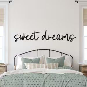 Sweet Dreams Sign, Above Bed Decor, Over the Bed Wall Decor, Wood Words, Laser Cut Sign | Etsy (US)