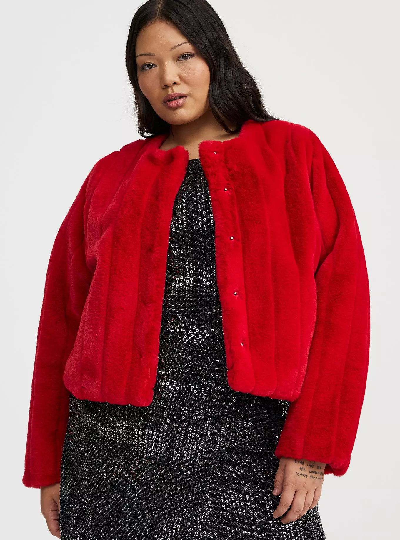 Collarless Faux Fur Jacket | Torrid (US & Canada)
